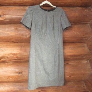 Polo Ralph Lauren Classic Houndstooth Wool Blend Leather Trim Dress Size 6